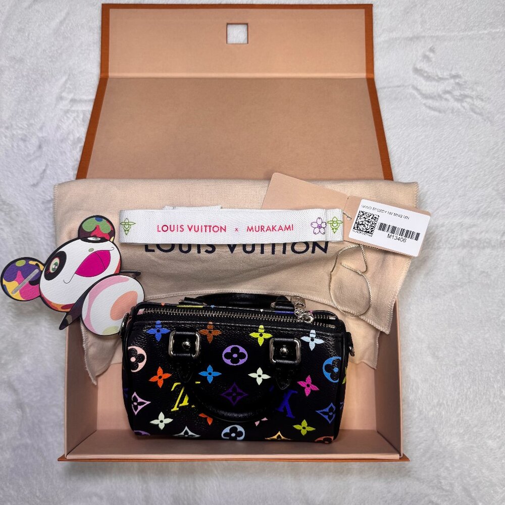 Brand new Louis Vuitton x Murakami black multicolor nano speedy